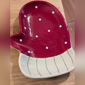 Cracker Barrel Ceramic Snowman Magic Mitten Dish Red/White & Green